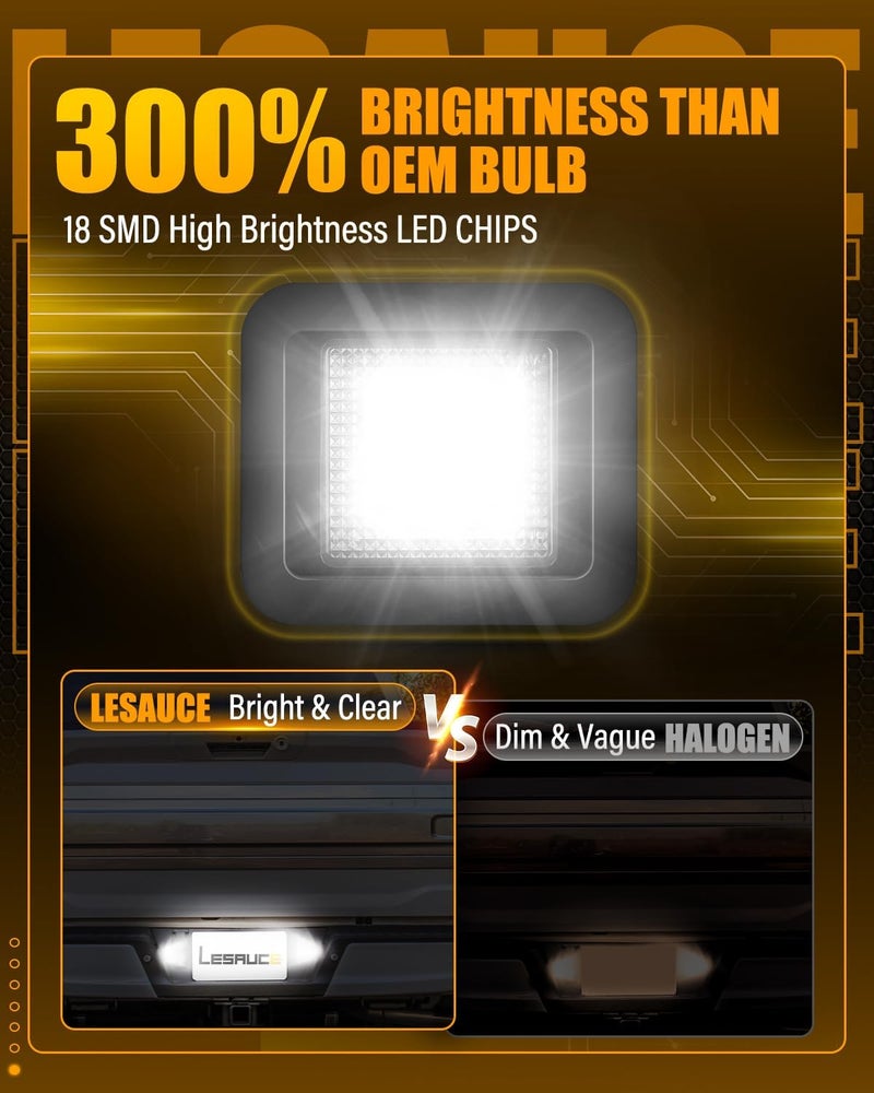 LESAUCE أضواء لوحة الترخيص LED لسيارة فورد F-150 من 2015-2020 2021 2022، أضواء علامة LED لسيارة رابتور من 2017-2020، 6000K أبيض، توصيل وتشغيل، 2PCS - Image 2